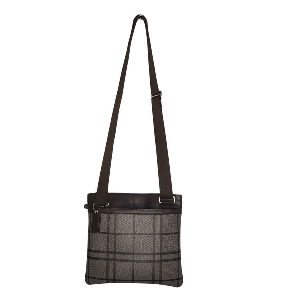 Coach Plaid Trans Atlantic Leather Messenger Bag F70751 Leather Trim, Crossbody, - Picture 5 of 13